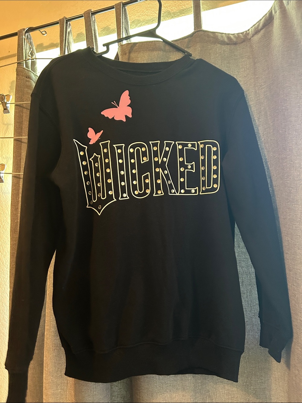 Hybrid Apparel Black Graphic Crewneck with White 'WICKED' Labeling